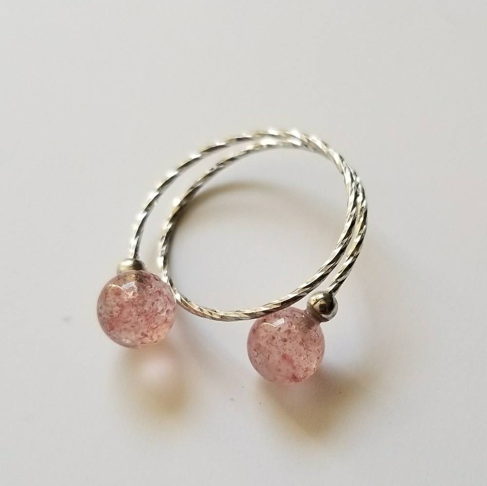 Sterling Silver Natural Strawberry Quartz Ring